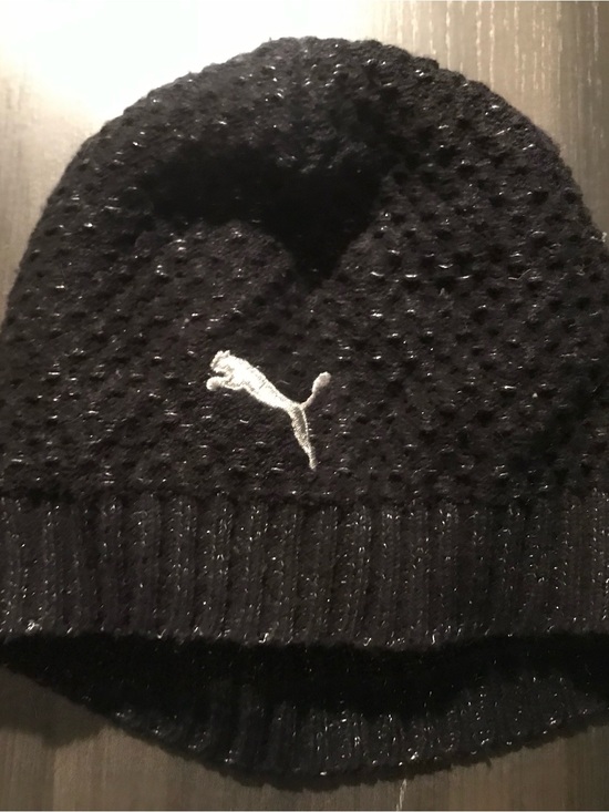Puma Accessories - Puma Black Ribbed Knit Beanie with Silver Logo women
